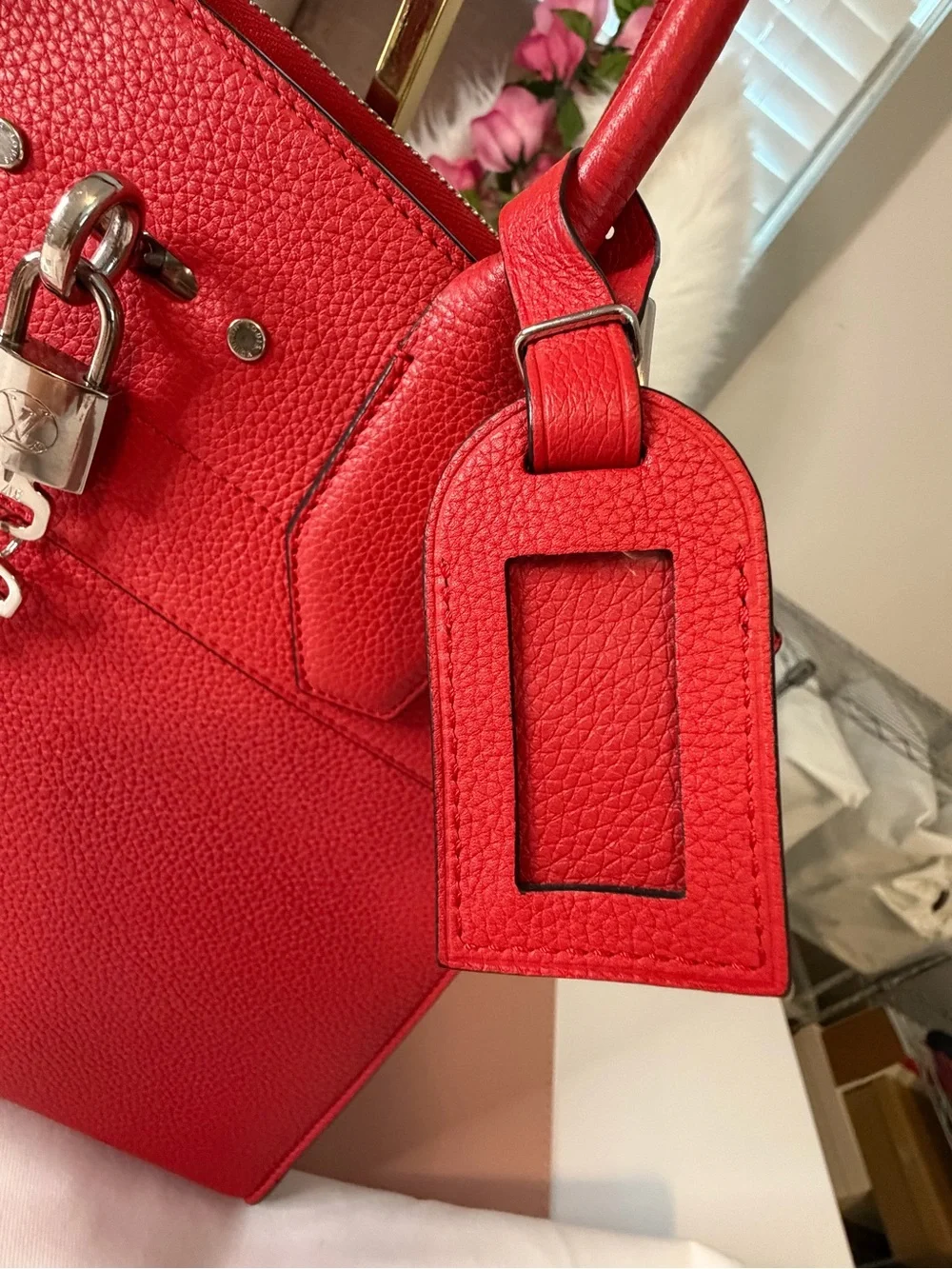 Louis Vuitton City Steamer PM Red Taurillon Leather Tote Bag Entrupy & eBay COA